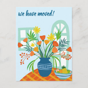 WE HAVE MOVED Floral Bouquet New Home Address Cute Postcard