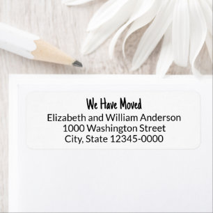 We Have Moved Fun Font Moving Announcement Label