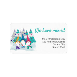 We have Moved Gnome Christmas Trees Return Address Label