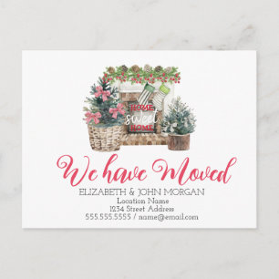 We Have Moved,Holiday Fireplace,Home Sweet Home Announcement Postcard