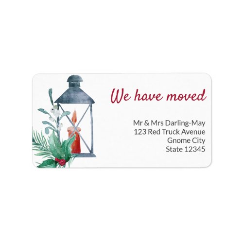 We have Moved Holly Lantern Return Address Label