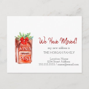 We Have Moved,Mailbox Letter To Santa Announcement Postcard