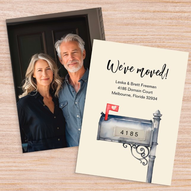 We have Moved Mailbox Photo Moving Announcement  (Hand Painted Home Move Announcement)
