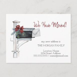 We Have Moved,Mailbox Pine Tree Branches Announcement Postcard