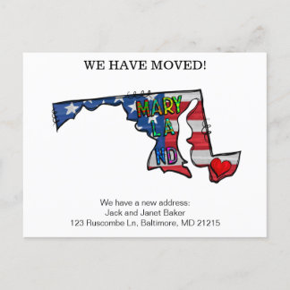 We Have Moved Maryland States Moving Announcement Postcard