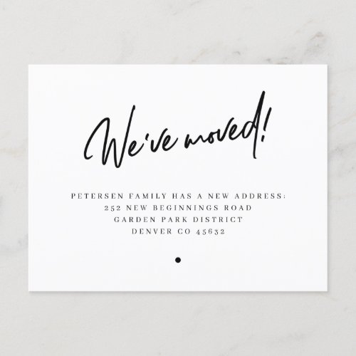 We have moved modern family new address announcement postcard