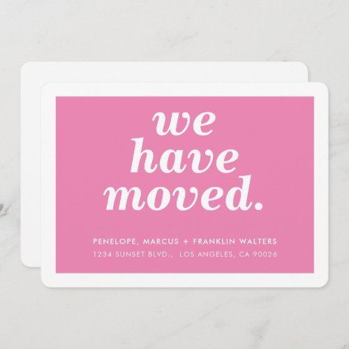 WE HAVE MOVED modern minimal new address pink Announcement