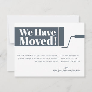 We Have Moved Moving Announcement Card Blue