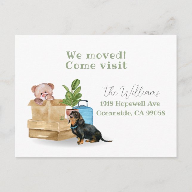 we have moved, new address dog announcement  postcard (Front)