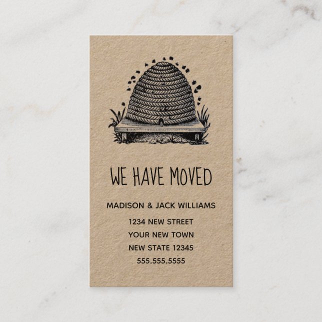We Have Moved | New Address | Rustic Beehive Business Card (Front)