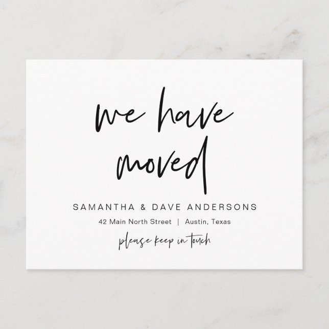 We have moved, New Home Address Announcement Postcard (Front)