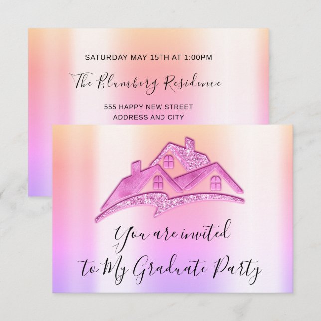 We Have Moved New Home Invitation Pink (Front/Back)