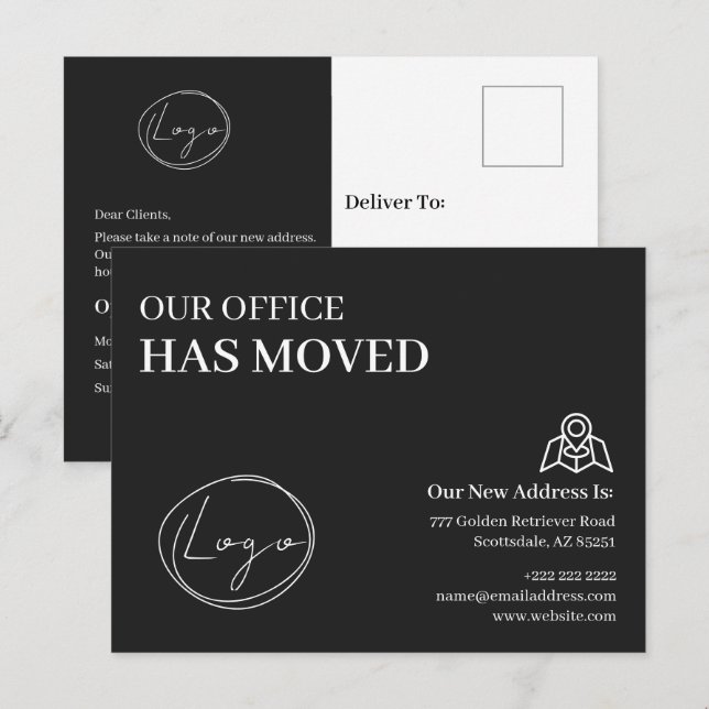 We Have Moved Office Business Address Change Postcard (Front/Back)