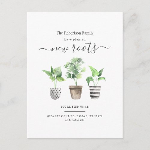 We Have Moved Planted New Roots Boho Moving  Announcement Postcard