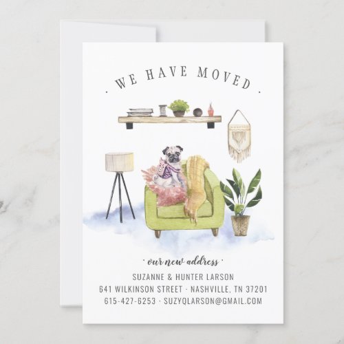 We Have Moved  Pug Dog Moving Announcement