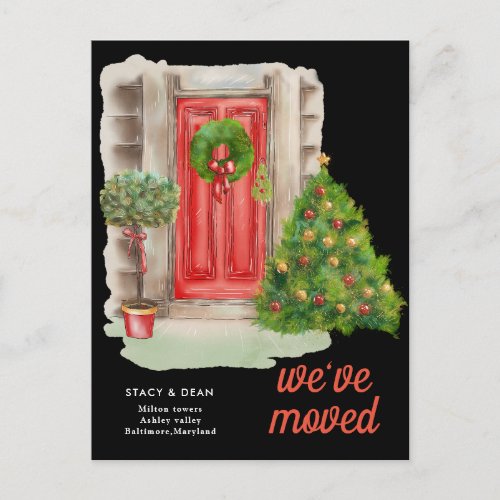 We Have Moved  Red Door Christmas  New Address Announcement Postcard