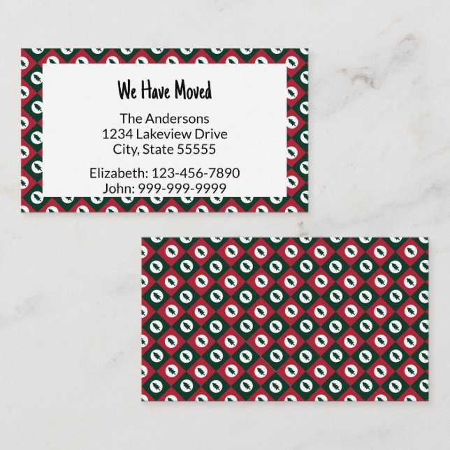We Have Moved Red Green Christmas Trees (Budget) Note Card (Front/Back)