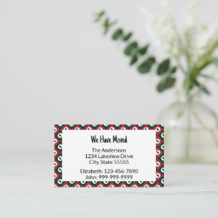 We Have Moved Red Green Christmas Trees Pattern Enclosure Card