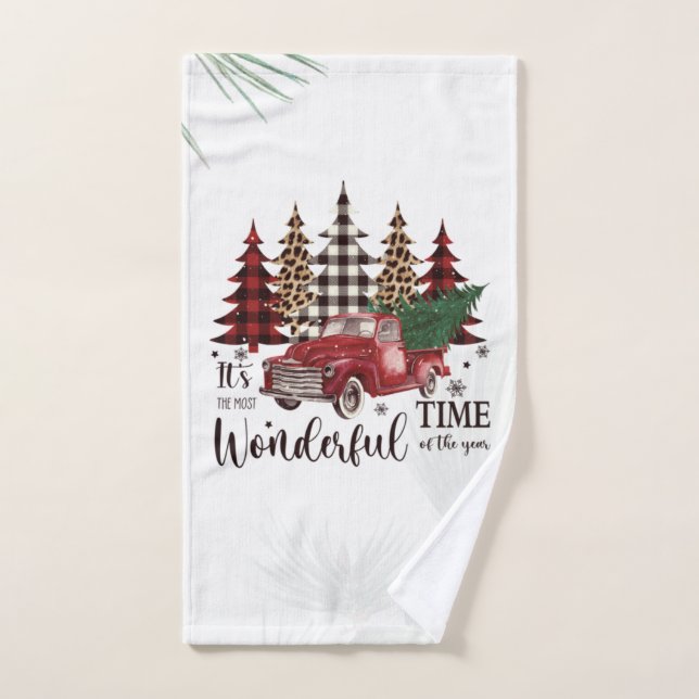 We Have Moved,Red Truck,Pine Tree  Bath Towel Set (Hand Towel)