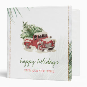 We Have Moved,Red Truck,Pine Tree Snow Holiday 3 Ring Binder