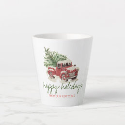 We Have Moved,Red Truck,Pine Tree Snow Holiday Cof Latte Mug