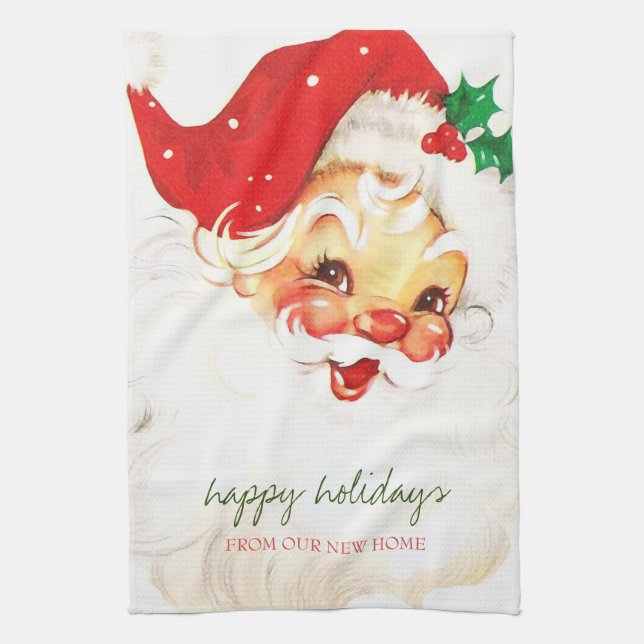 We Have Moved,Retro Santa Claus  Kitchen Towel (Vertical)