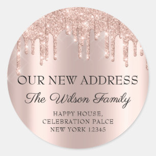 We Have Moved RSVP Change Of Address Drips Classic Classic Round Sticker