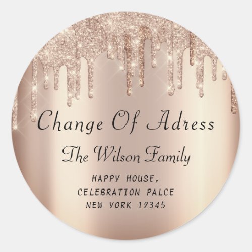 We Have Moved RSVP Change Of Adress Rose  Classic Round Sticker