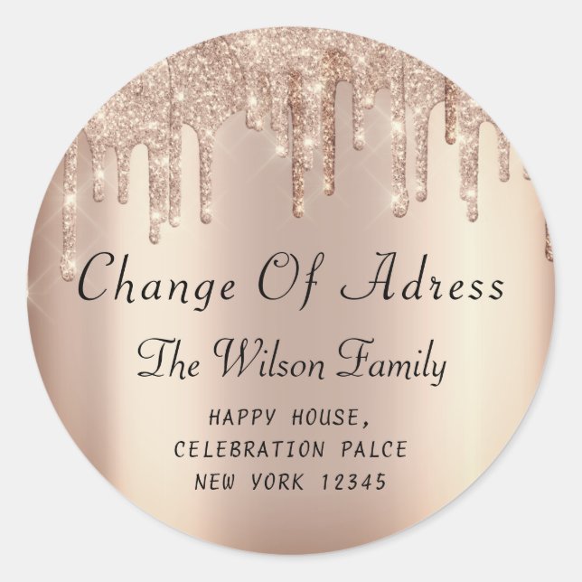 We Have Moved RSVP Change Of Adress Rose  Classic Round Sticker (Front)