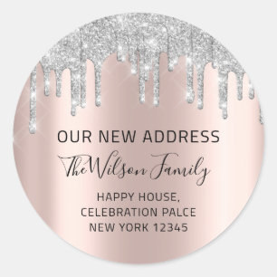 We Have Moved RSVP Change Of New Address Gray Rose Classic Round Sticker