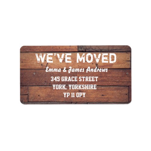 We have moved rustic new home moving announcement label