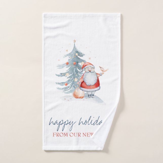 We Have Moved,Santa Claus Pine Tree Bath Towel Set (Hand Towel)