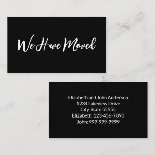 We Have Moved Script Moving Announecment Black Enclosure Card