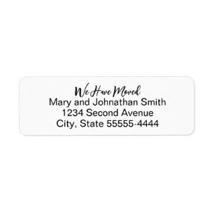 We Have Moved Script White Moving Announcement Label