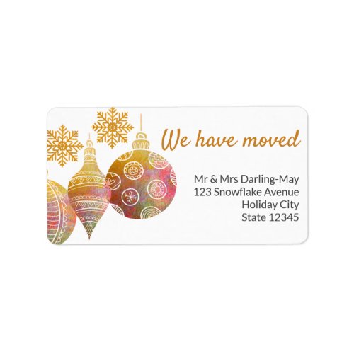 We have Moved Snowflake Christmas Return Address Label