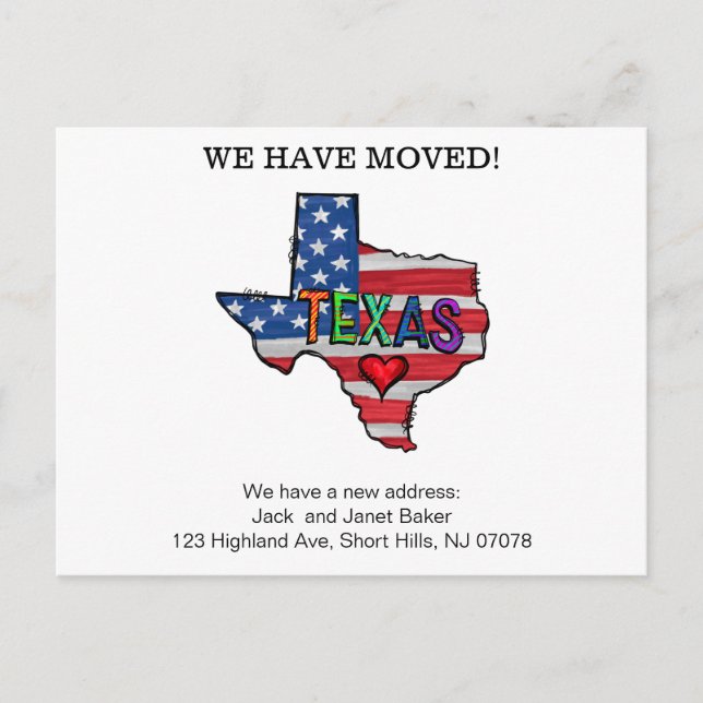 We Have Moved Texas States Moving Announcement Pos Postcard (Front)