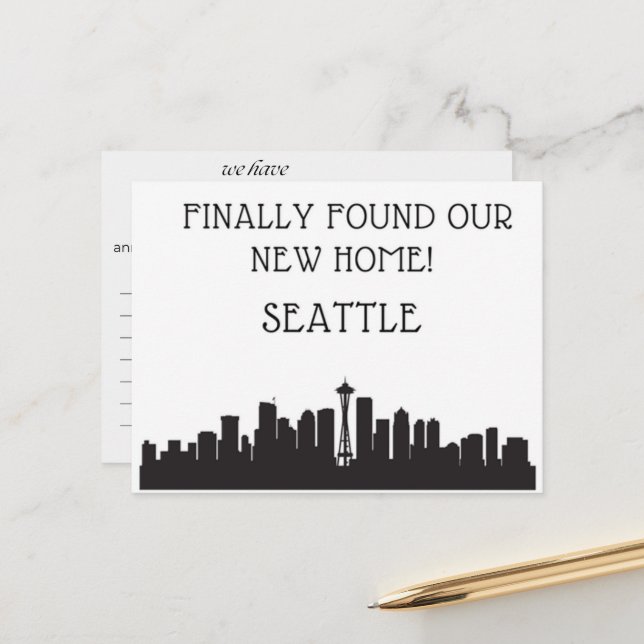 We Have Moved to Seattle Postcard (Front/Back In Situ)