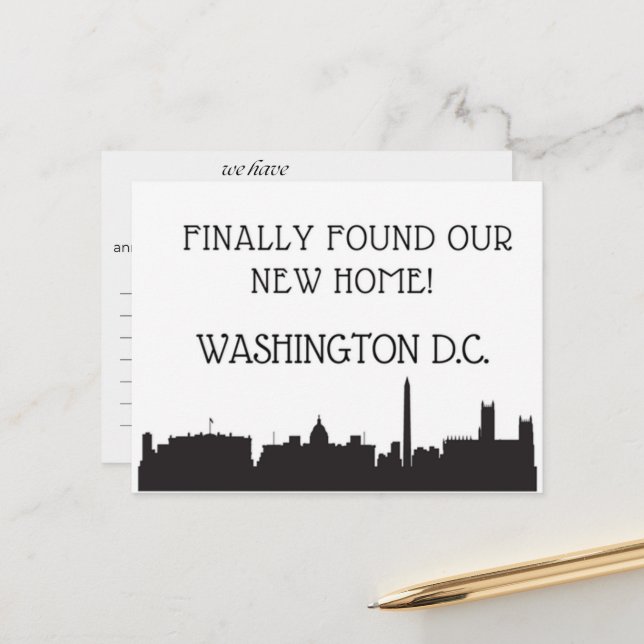 We Have Moved to Washington, D.C. Postcard (Front/Back In Situ)