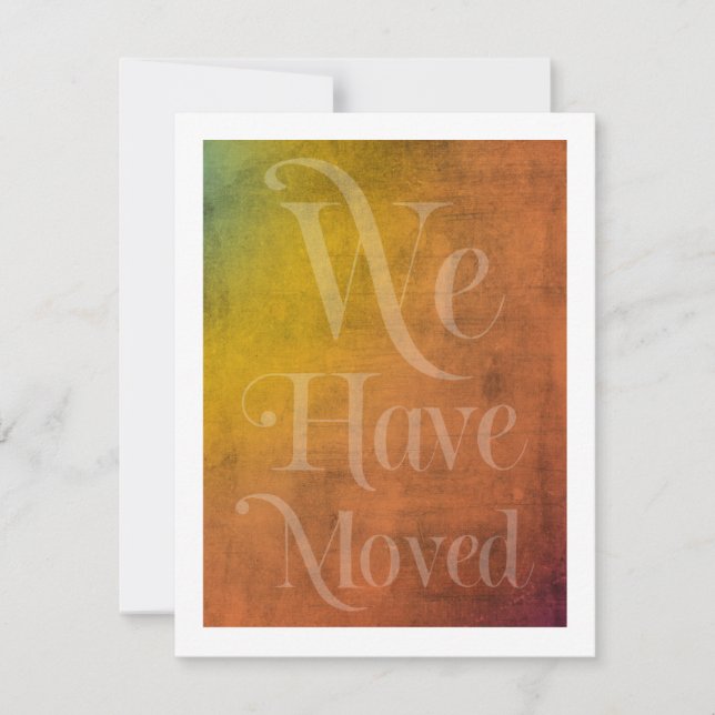 We Have Moved Typography, Colorful Textured Card (Front)