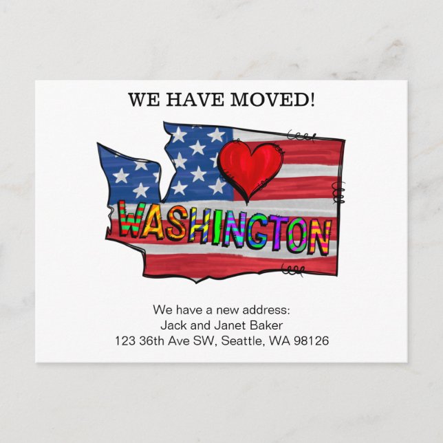 We Have Moved Washington States Moving Announcemen Postcard (Front)