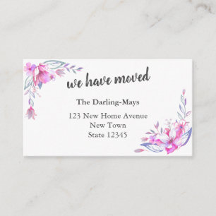 We Have Moved Watercolor Floral New Address Enclosure Card