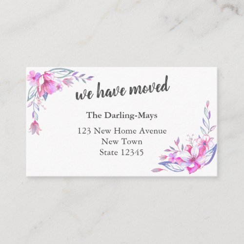 We Have Moved Watercolor Floral New Address Enclosure Card