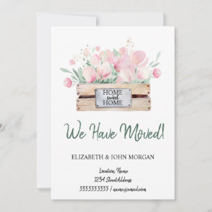 We Have Moved,Watercolor Flowers Box Moving
