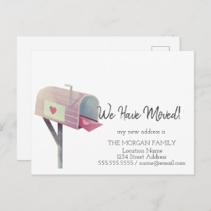 We Have Moved,Watercolor Mailbox New Address Announcement Postcard
