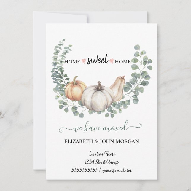 We Have Moved,Watercolor Pumpkins (Front)