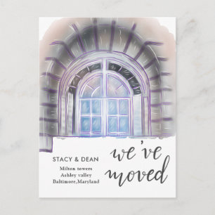We Have Moved   Watercolor Window   New Address Announcement Postcard