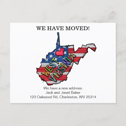 We Have moved West virginia States Postcard