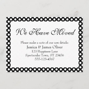 We Have Moved with Black and White Polka Dots Enclosure Card