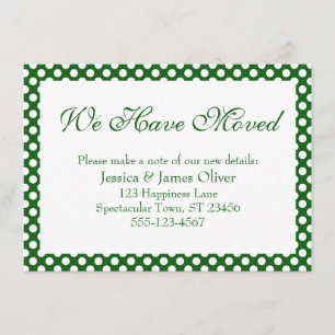 We Have Moved with Green and White Polka Dots Enclosure Card