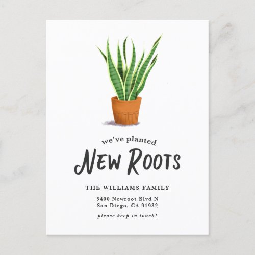 We Have Planted New Roots Botanical Moving Announcement Postcard
